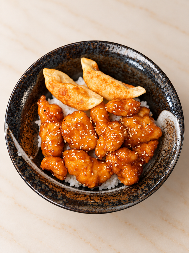 67. Kid’s Teriyaki Orange Chicken Bowl.