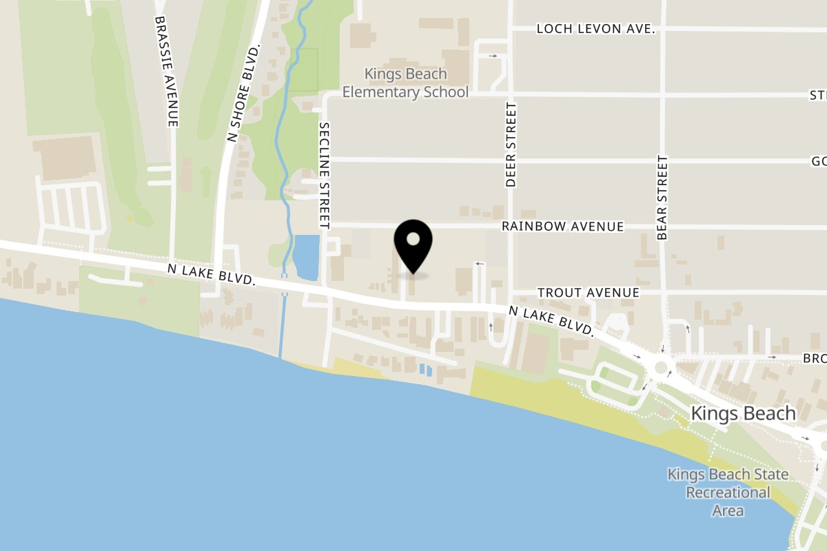 Map showing the location of Asian Vibes on 8159 N Lake Blvd in Kings Beach